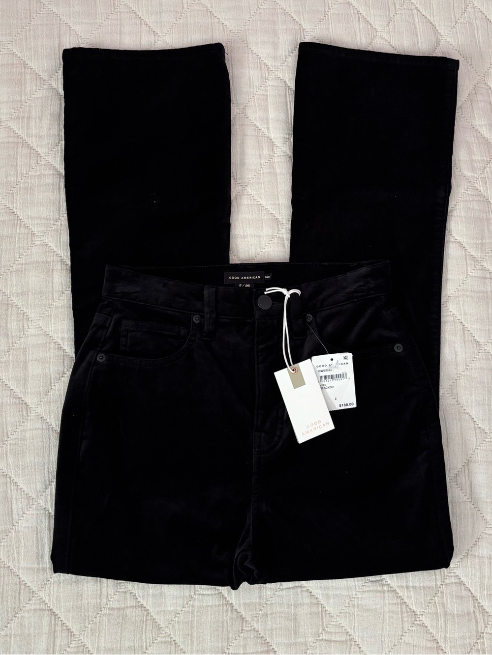 Good American Black High Waisted Mini Bootcut Jeans Sz 2/26 NWT -